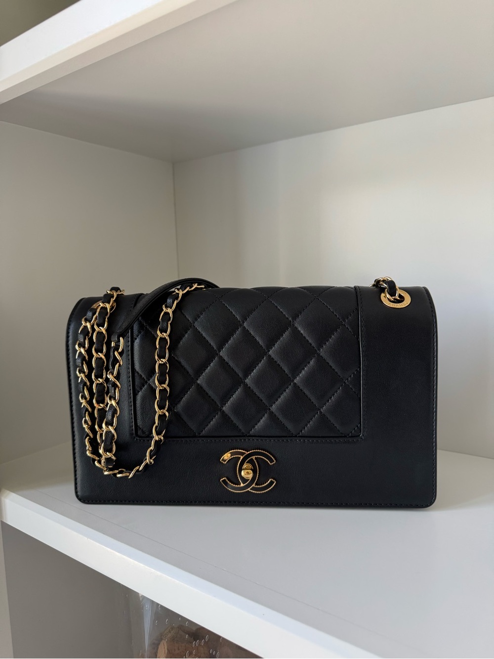 Chanel Mademoiselle Black Calfskin Medium Flap Bag